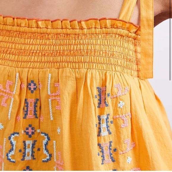 Anthropologie Gold Embroidered Swing Tank Size LP - Picture 2 of 12